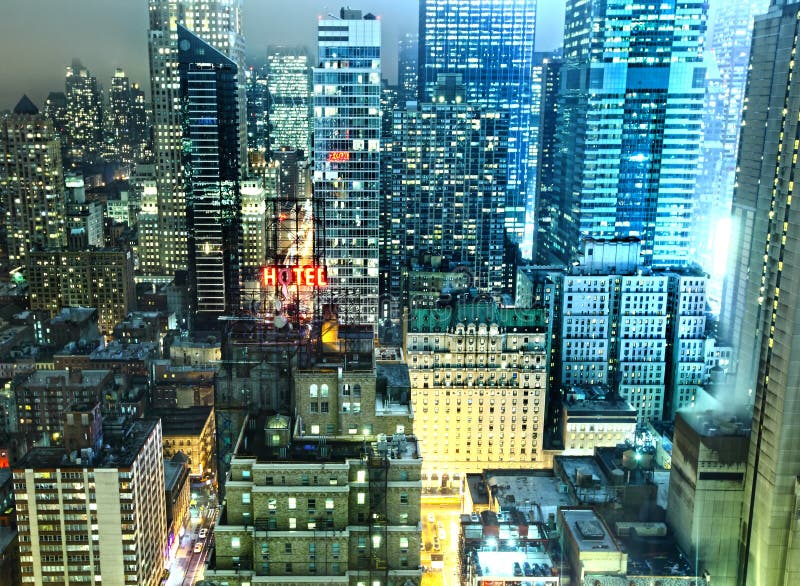 New York City nattljus arkivbild New York City nattljus arkivbild