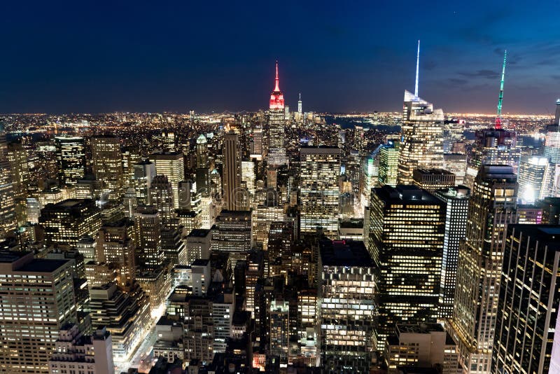 New York city at night stock photo. Image of exterior - 168490130