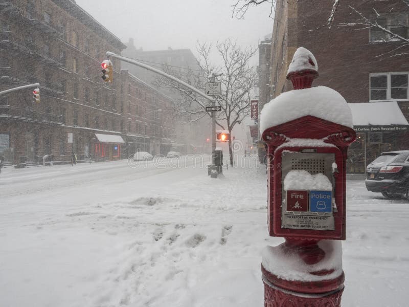 New York City pendant la tempête de neige photographie stock