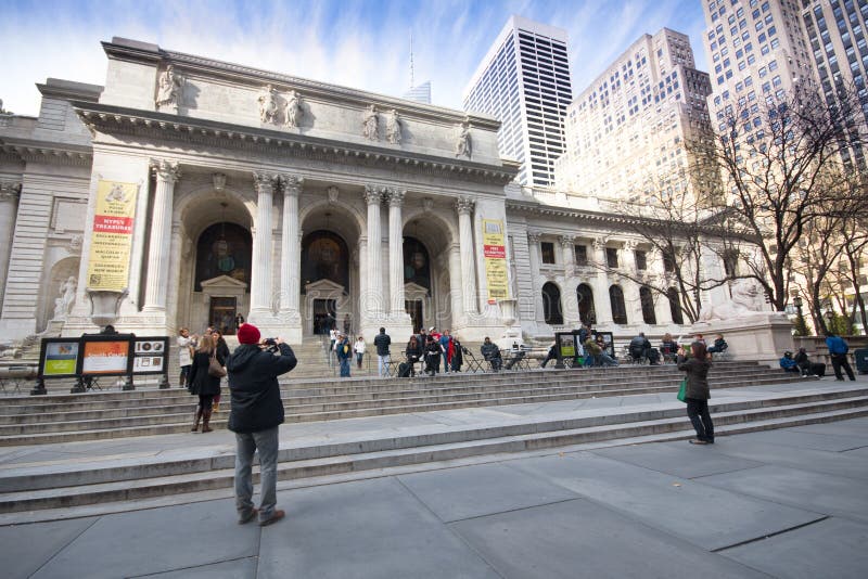 Library in New York City Entrance Hall Editorial Photo Image of desk