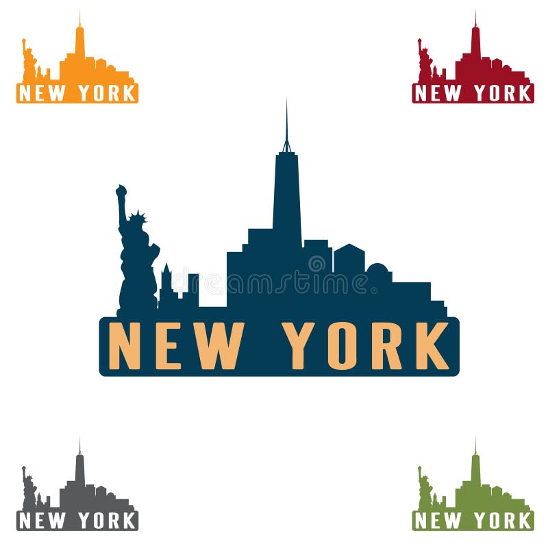 New York City Skyline Silhouette Design Template Stock Vector