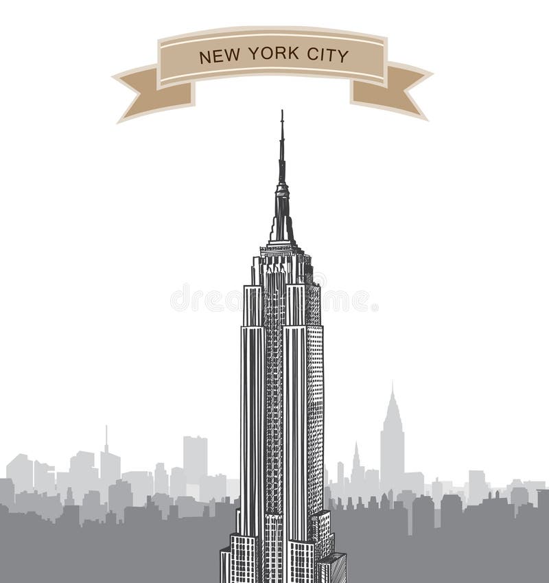 New York City Skyline. Vector USA landscape. Hand drawn sketch background royalty free illustration New York City Skyline. Vector USA landscape. Hand drawn sketch background royalty free illustration