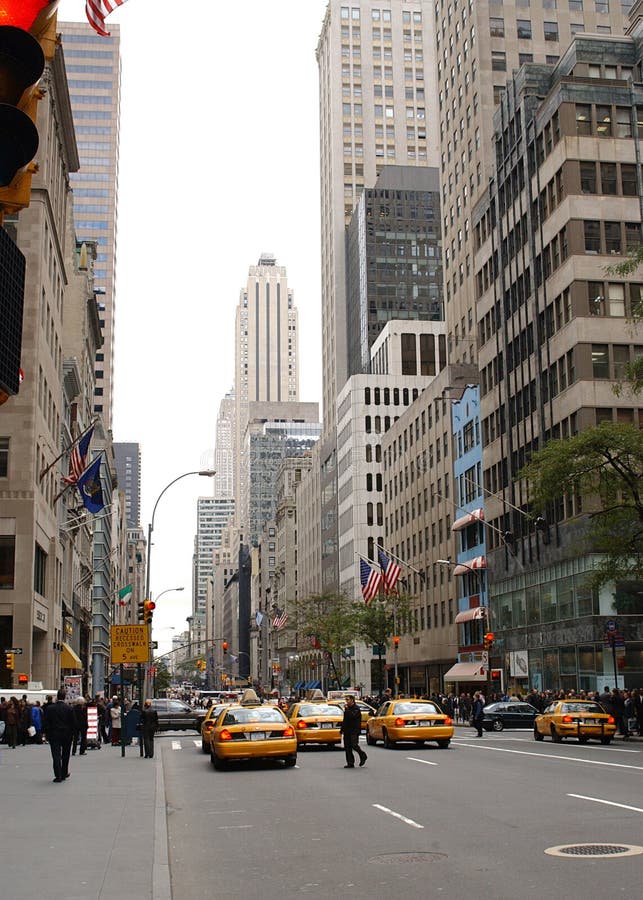 New York City street stock photo. Image of downtown, cabs - 1193296