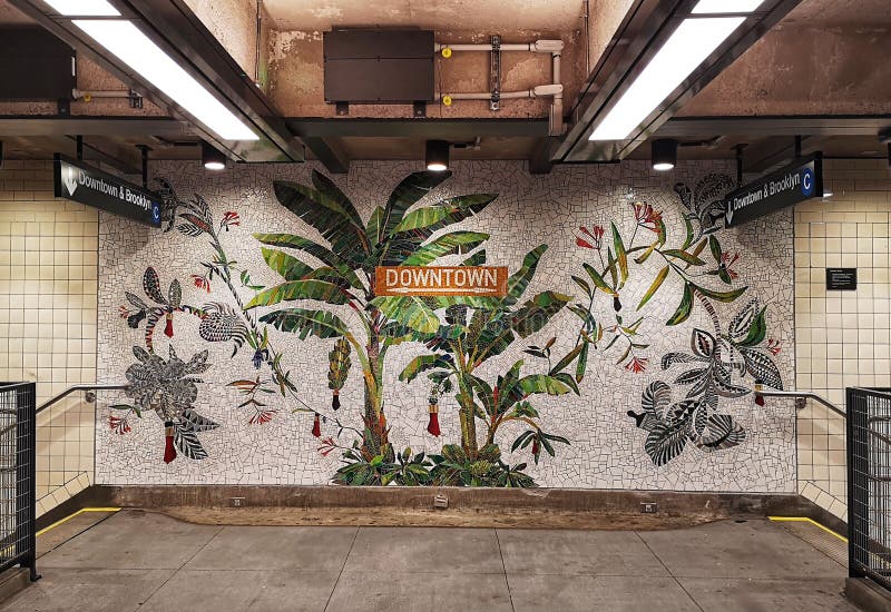 New York city subway station mosaic art for Jamaican historic district