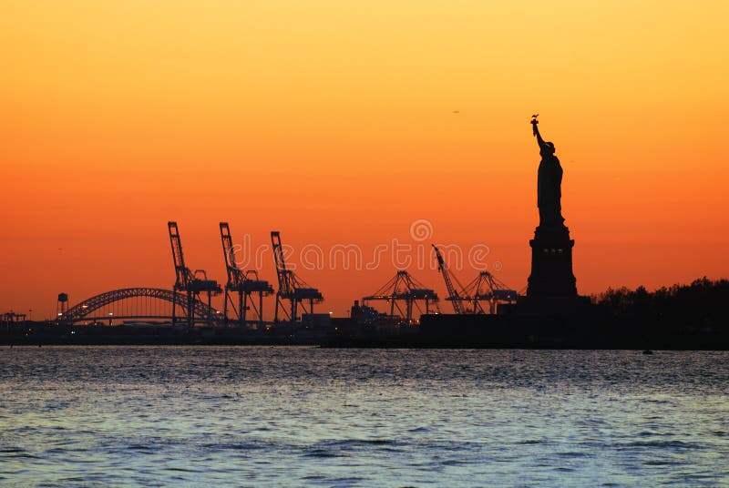 New York City Sunset Silhouette stock photo New York City Sunset Silhouette stock photo