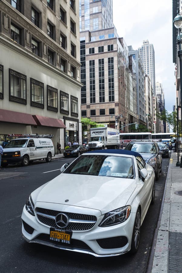 Luxury White Car in Manhattan, New York City, USA Editorial Stock Image