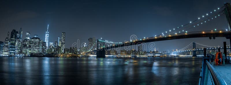 New York Cityscape Night View from Brooklyn Stock Photo - Image of ...