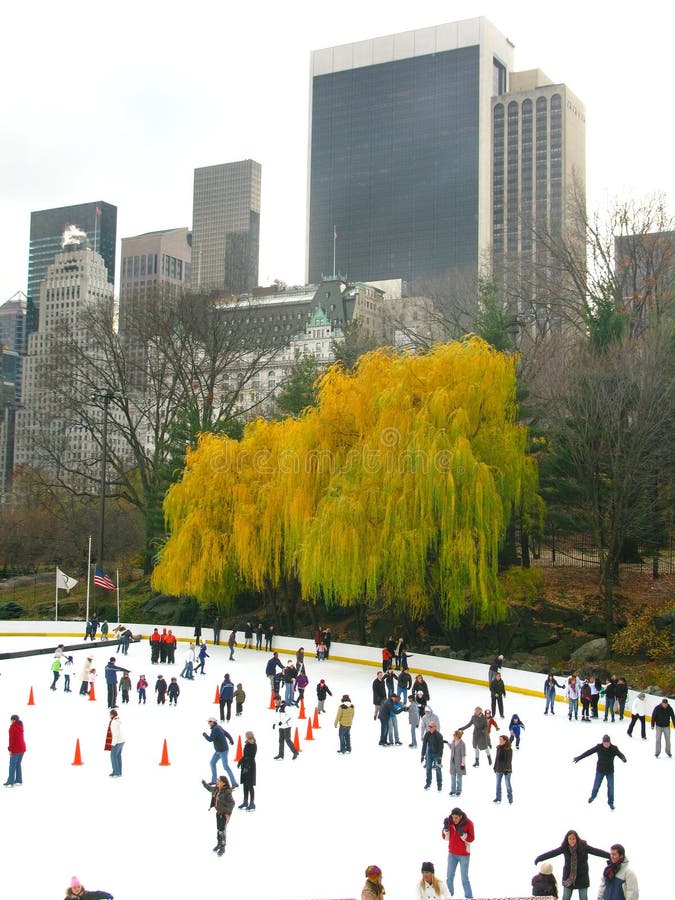 NEW YORK - DECEMBER 3: Ice skaters having fun in Central Park