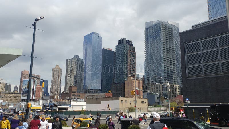 New York downtown buildings in NYC stock photos