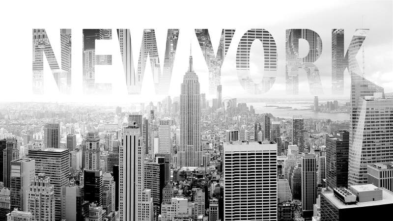 New York Lettering in Black and White Stock Photo - Image of america ...