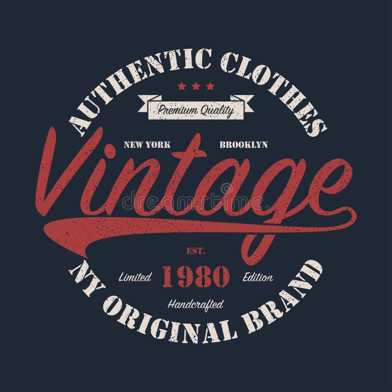 Vintage original typography set. Retro print for t-shirt design. Graphics  for authentic apparel. Collection of tee shirt badge. Vector illustration.  25783151 Vector Art at Vecteezy