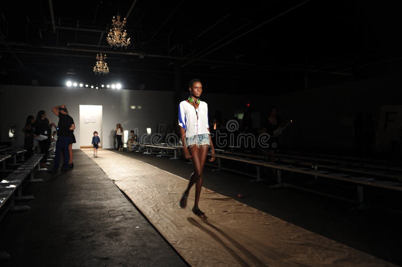 NEW YORK, NY - SEPTEMBER 05: A model walks runway rehearsal at the DL 1961 Premium Denim spring 2013 fashion show