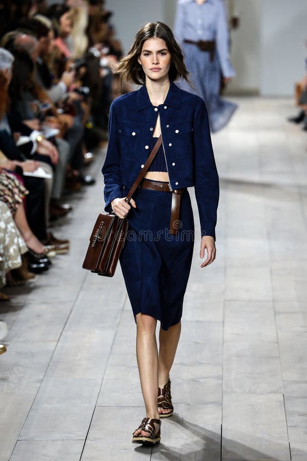 Download NEW YORK, NY - SEPTEMBER 10: A Model Walks The Runway At Michael Kors Spring 2015 Fashion Collection Editorial Photography - Image of designer, benz: 46534452