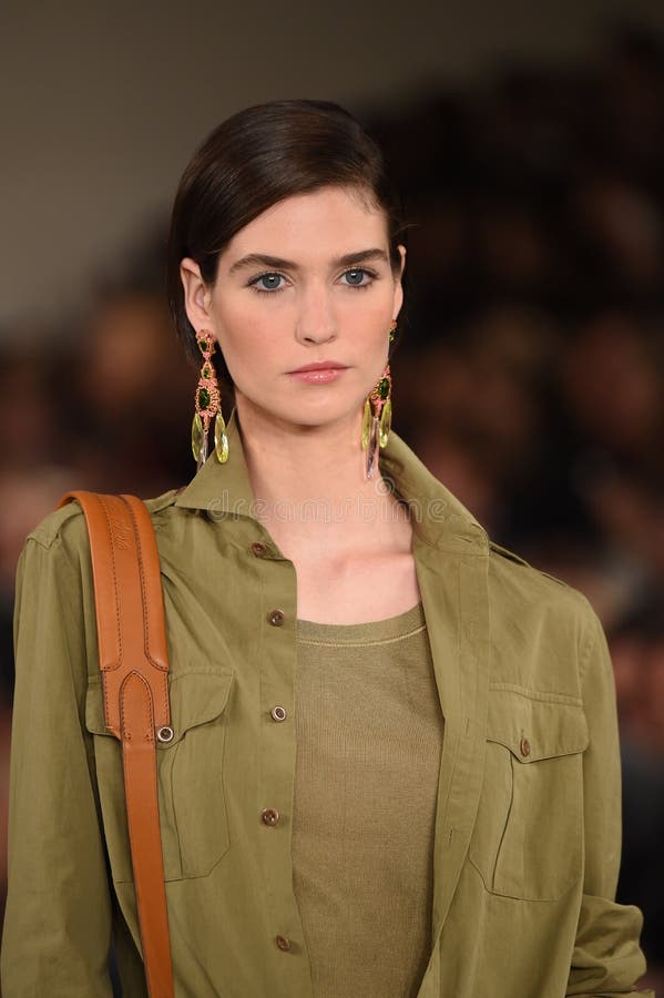 NEW YORK, NY - SEPTEMBER 11: A model walks the runway at Ralph Lauren fashion show