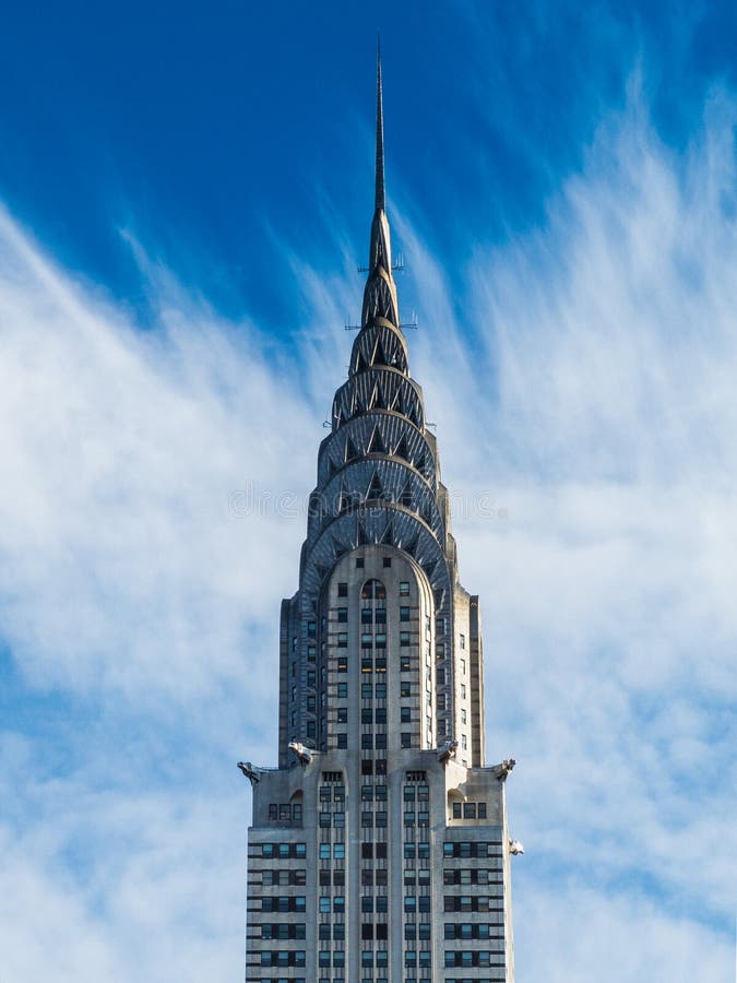 New York, NY/vereinigt Zustand-Jan. 30, 2017: Ansicht der Spitze des Chrysler-Gebäudes stockbilder New York, NY/vereinigt Zustand-Jan. 30, 2017: Ansicht der Spitze des Chrysler-Gebäudes stockbilder