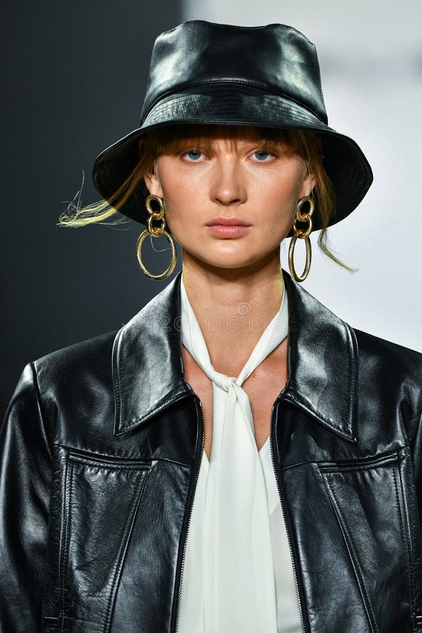 A model walks the runway for Elie Tahari during New York Fashion Week