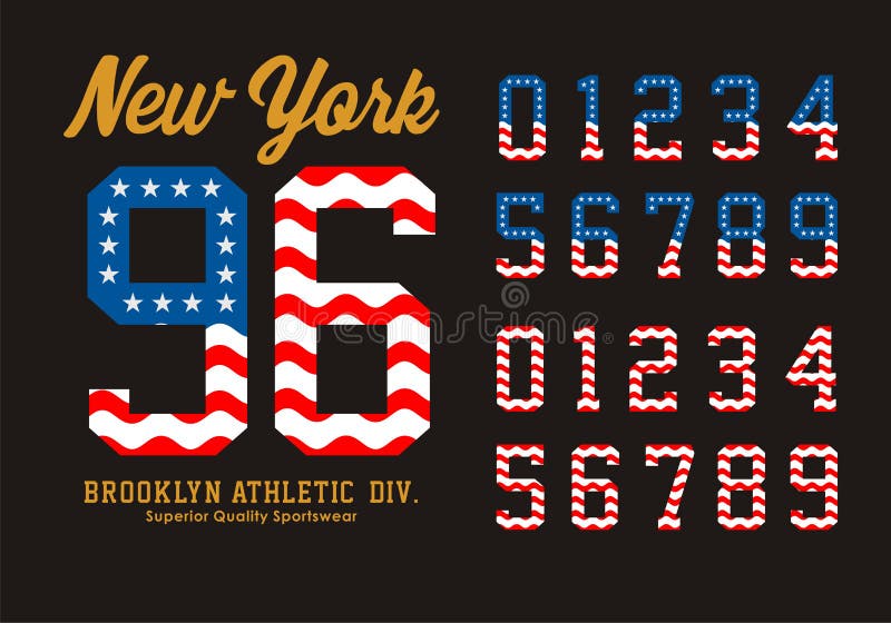 New York Set Number Texture Flag American