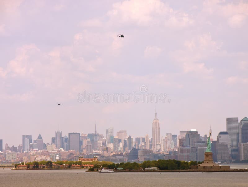 New York Skyline with Helicopters Stock Photo Image of skyscraper, harbor 20751054