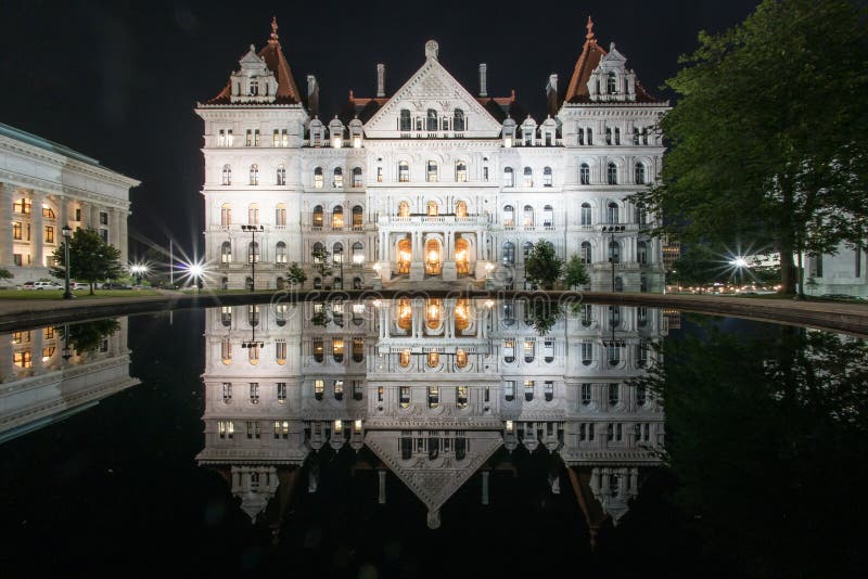 New York State Capitol Building at Night