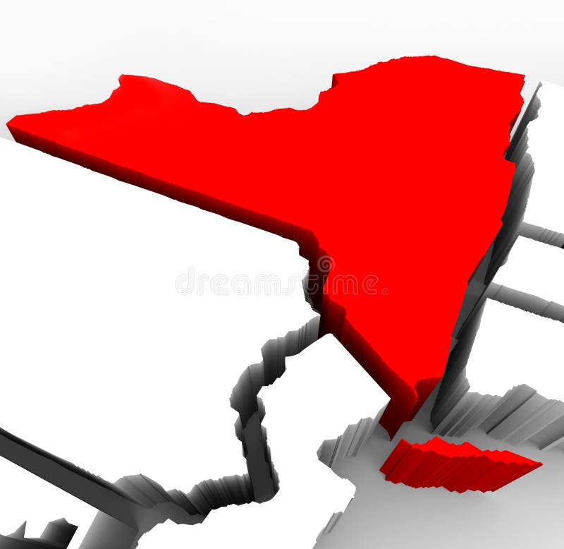 New York State Map - Red Abstract 3d Illustration royalty free illustration