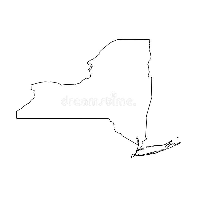 New York, State of USA - Solid Black Outline Map of Country Area