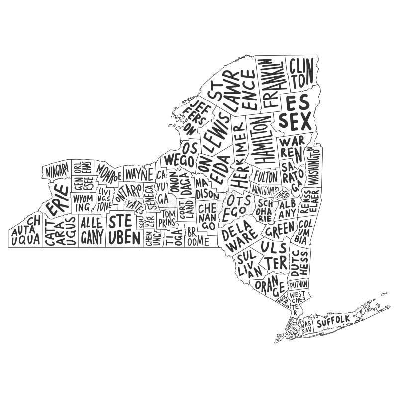 New York state vector map stock vector. Illustration of america 174839404