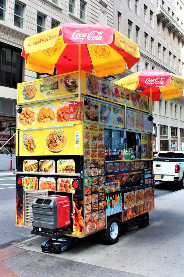 New York, United States - Street Food Carts in the Area of the Fifth