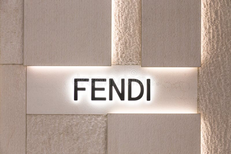 NEW YORK, USA - 17 MAY, 2019: Fendi Logo at the Entrance To a Fendi ...