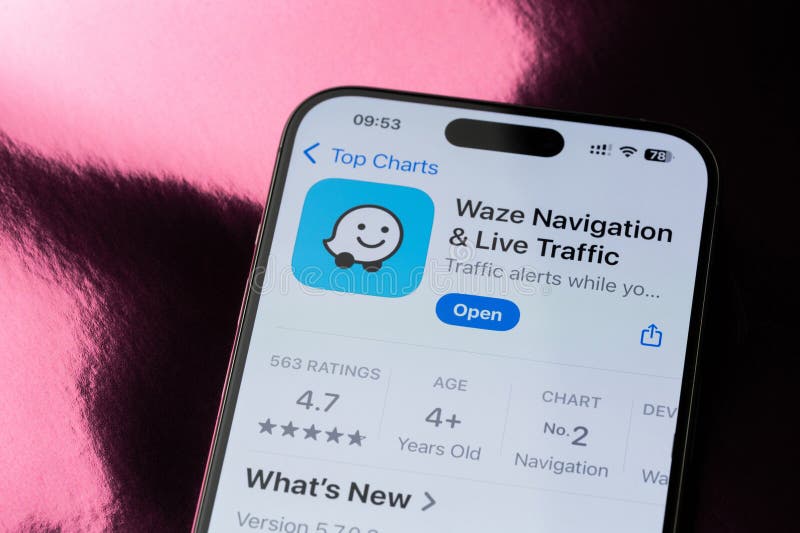 Waze mobile application ranking stock image