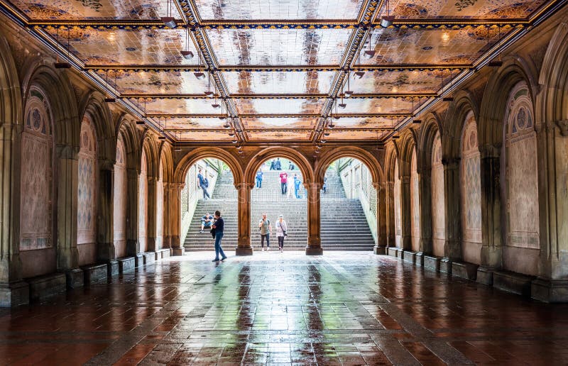 Bethesda Terrace Grand Staircase in Central Park Editorial