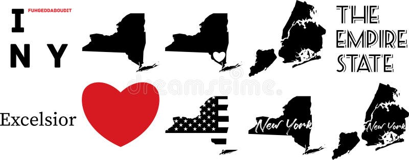 New York USA översikt och hjärtasymbolet royaltyfri illustrationer New York USA översikt och hjärtasymbolet royaltyfri illustrationer