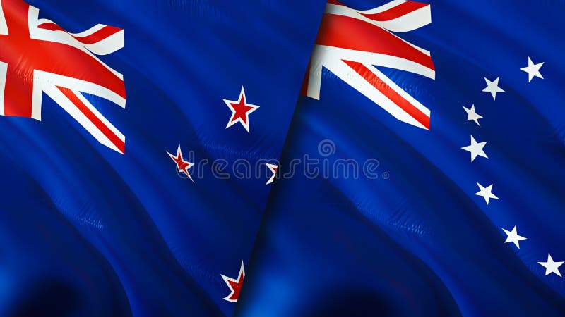 New Zealand Cook Islands Medium Hand Waving Flag