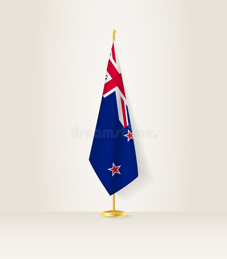 New Zealand Flag on a Flag Stand Stock Vector Illustration of official, oceania 277964577