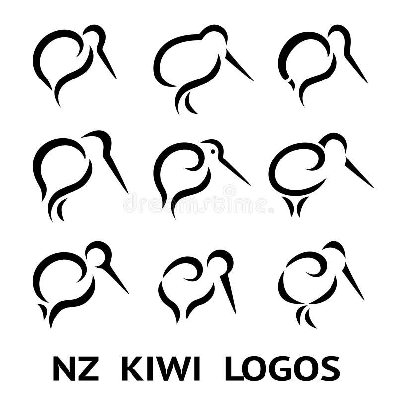 New Zealand Kiwi Bird Logo Or Tattoo With Maori Style Koru Icon Design Stock Illustration Illustration Of Bird National