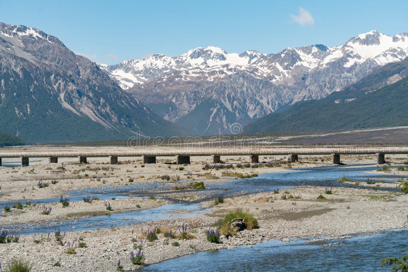 New Zealand Mountain Natural Landscape Stock Photo - Image of lake ...