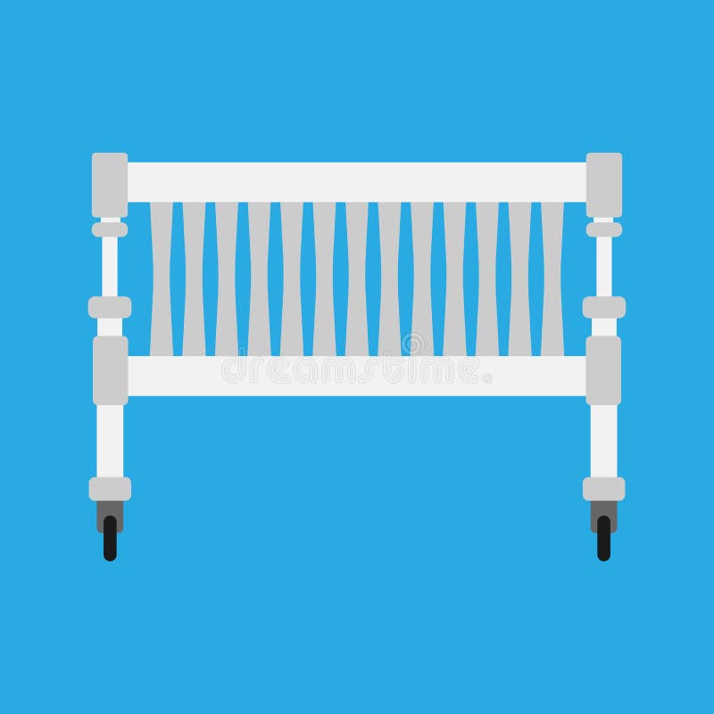 Newbord do ícone do vetor do berço do bebê Símbolo branco bonito dos desenhos animados do cuidado da cama da criança Mobília do t ilustração royalty free Newbord do ícone do vetor do berço do bebê Símbolo branco bonito dos desenhos animados do cuidado da cama da criança Mobília do t ilustração royalty free