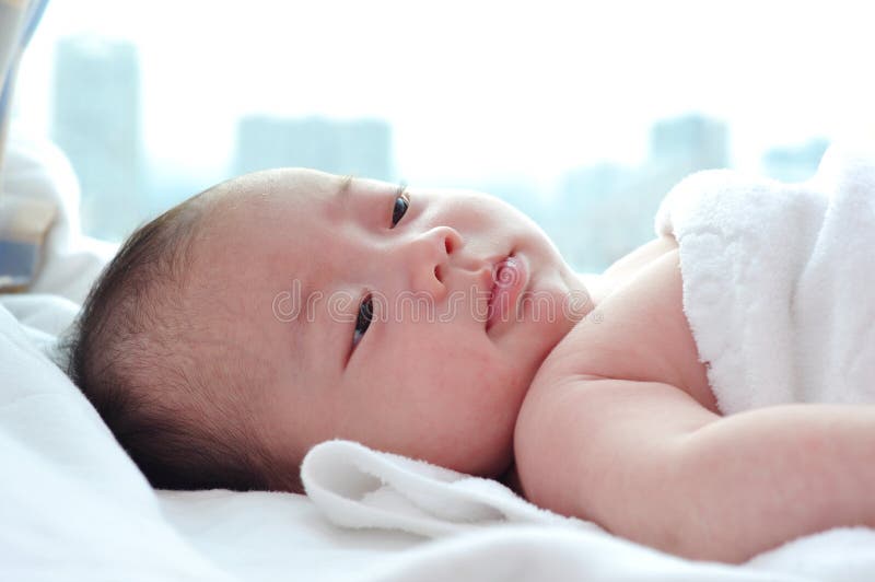 Baby about to wake up stock image. Image of palm, pure 22838403