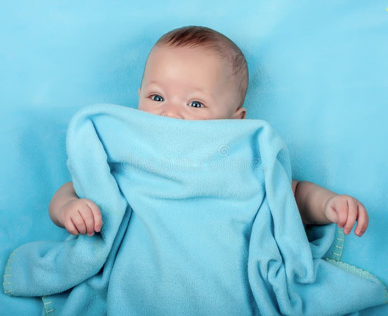 Newborn baby on blue stock photo. Image of adorable, human 80781028