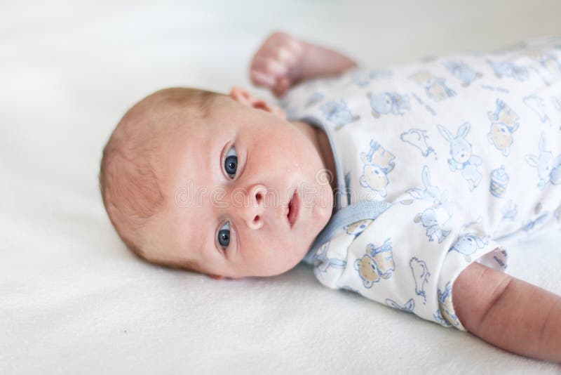 Newborn Baby Boy with Blue Eyes Stock Photo Image of human, life