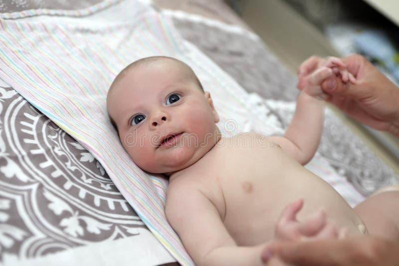 Newborn Baby Boy Doing Exercise Stock Image Image of gymnastic