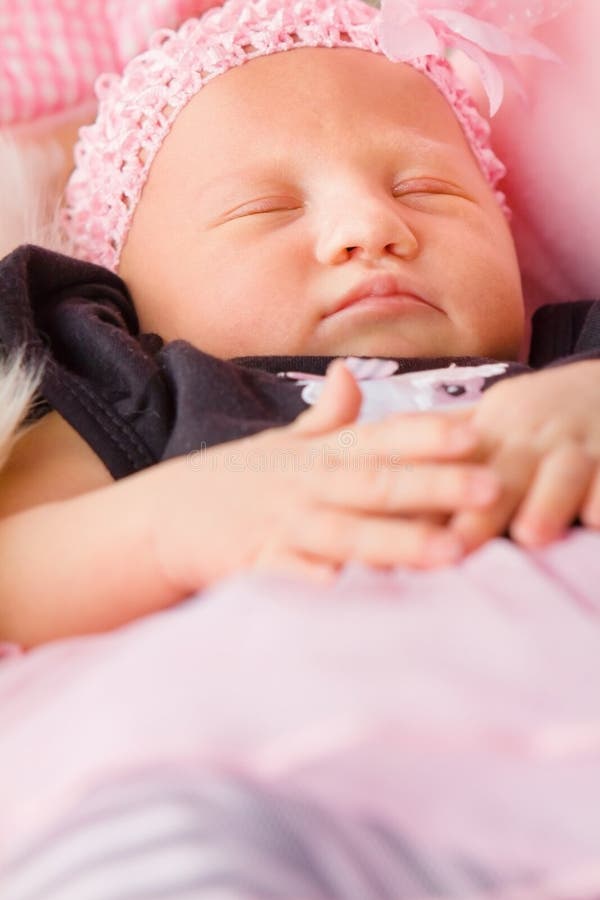 Newborn Baby Girl Sleeping stock photo. Image of carefree 27529402