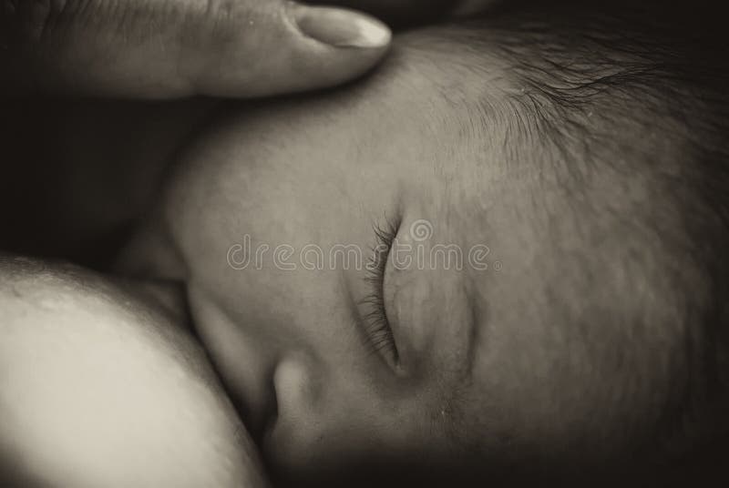 Newborn Baby Girl Sucking Milk