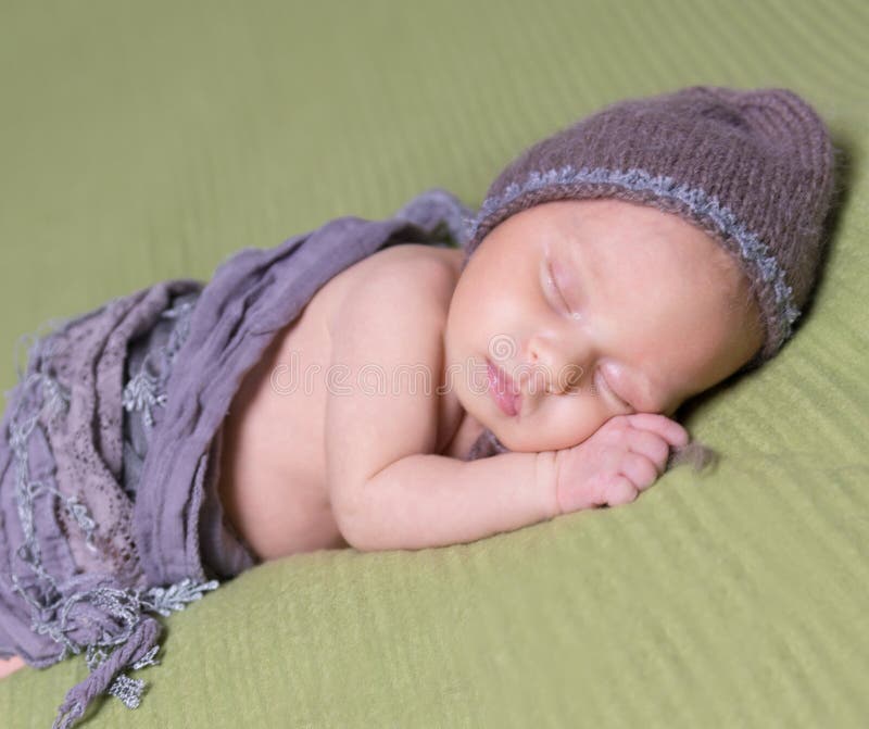 Newborn Baby with Hat Sleeping on a Blanket Stock Photo Image of adorable, innocence 65251882