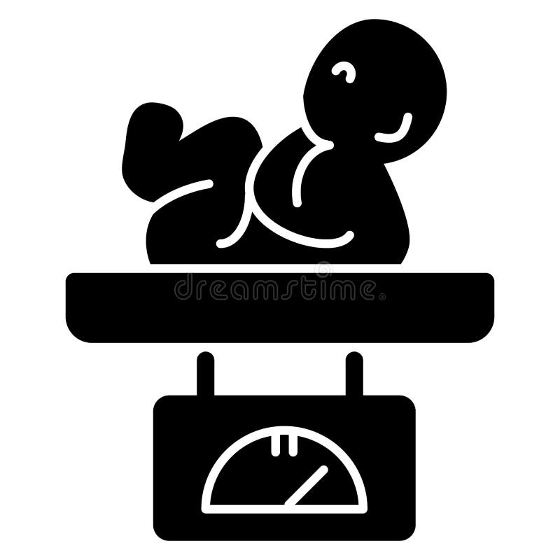 Download Newborn Baby On Scales Vector Icon. Black And White Baby`s ...