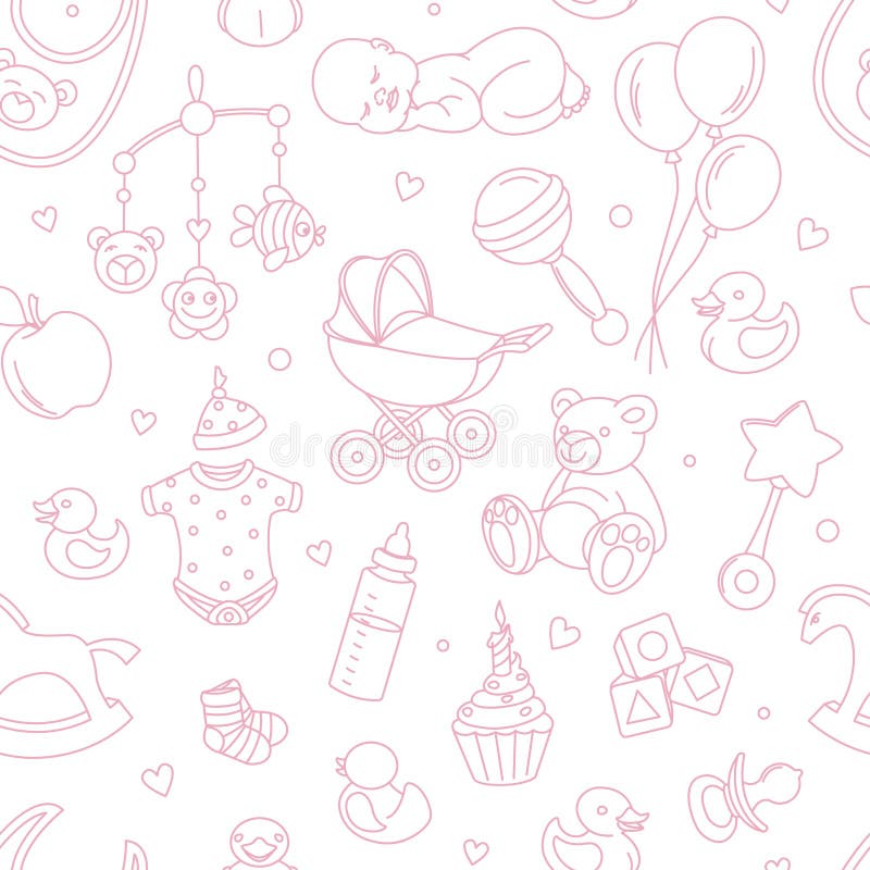 Seamless New Born Baby Wrapping Paper Stock Vector (Royalty Free) 82146238