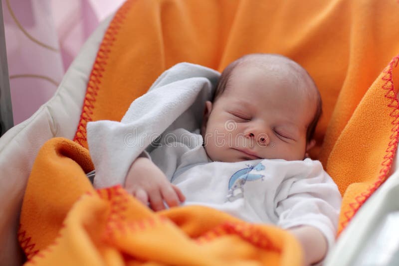 Newborn Baby Sleeping in the Chair Stock Image Image of baby, color