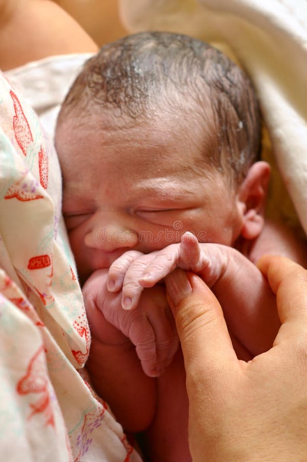 Newborn baby two minutes old royalty free stock image Newborn baby two minutes old royalty free stock image