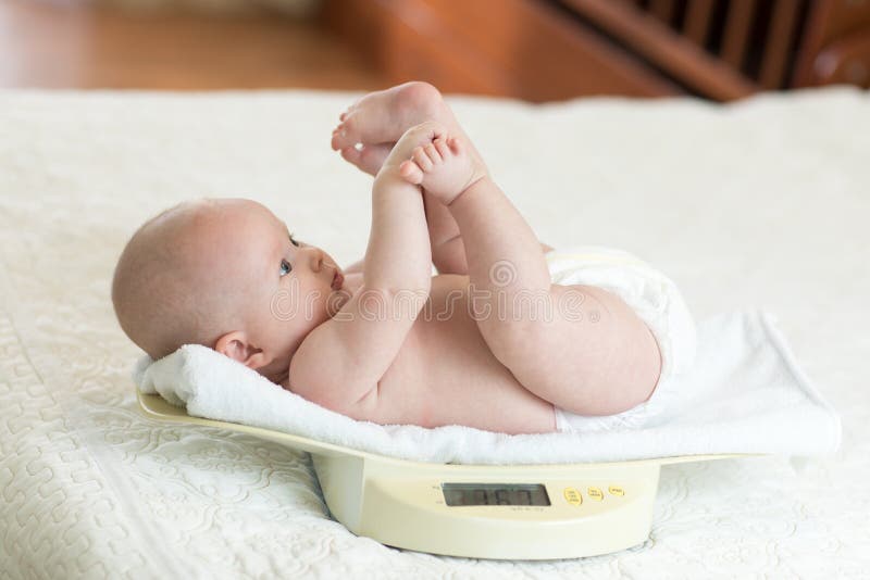 Newborn Baby On Scale. Physical Development Concept Photo Of Child Health  Care. Copy Space Stock Photo, Picture and Royalty Free Image. Image  45816478.