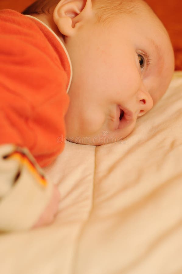 Newborn Baby on White Blanket Stock Photo Image of look, white 23082618