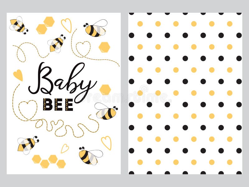 NewBorn banner design text Baby bee decorated bee heart honey sweet Plka Dot background set royalty free illustration NewBorn banner design text Baby bee decorated bee heart honey sweet Plka Dot background set royalty free illustration